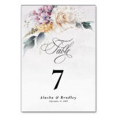 Numéro De Table Aquarelle Florale Calligraphie Mariage moderne (Dos)
