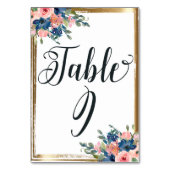 Numéro De Table Aquarelle Florale calligraphie Numéro de tableau C (Dos)