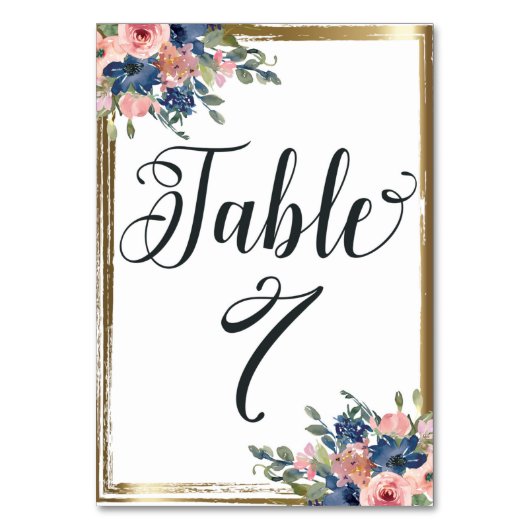 Numéro De Table Aquarelle Florale calligraphie Numéro de tableau C (Par défaut)