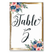 Numéro De Table Aquarelle Florale calligraphie Numéro de tableau C (Dos)