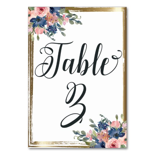 Numéro De Table Aquarelle Florale calligraphie Numéro de tableau C (Dos)