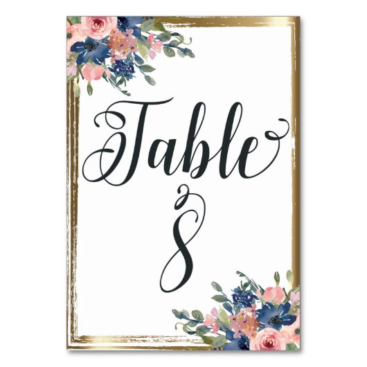 Numéro De Table Aquarelle Florale calligraphie Numéro de tableau C (Par défaut)