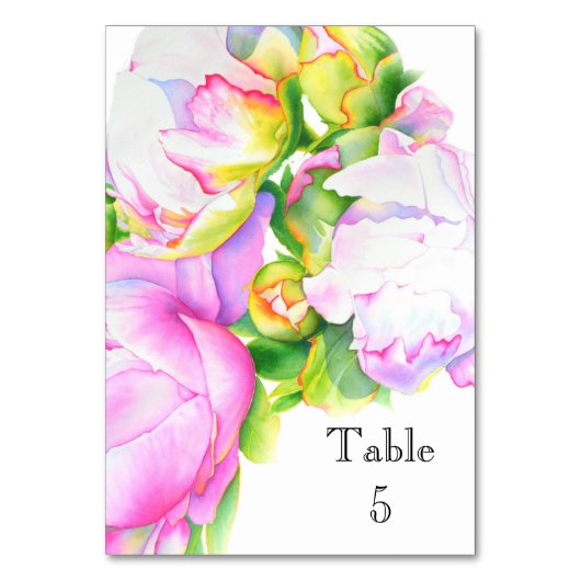 Numéro De Table Aquarelle florale classique et élégante de pivoine (Par défaut)