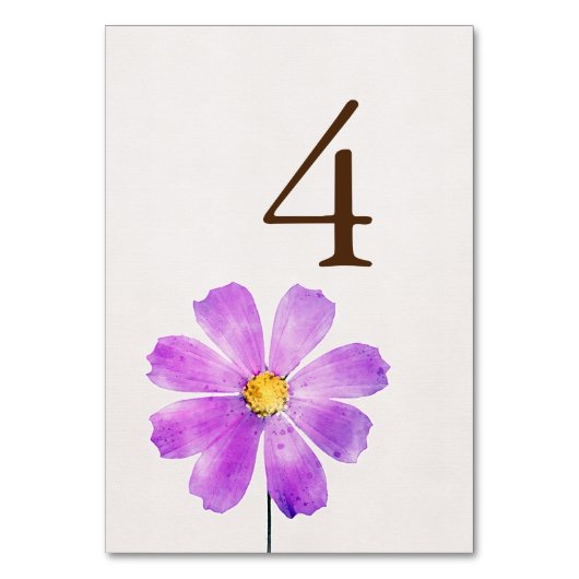 Numéro De Table Aquarelle Florale Cosmos Mariage en terre cuite (Par défaut)