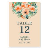 Numéro De Table Aquarelle florale de Pêche (Dos)