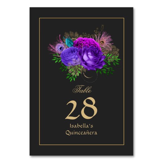 Numéro De Table Aquarelle Florale espagnole Mardi Gras Quinceañera (Par défaut)