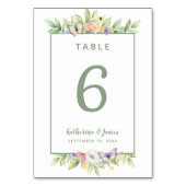 Numéro De Table Aquarelle Florale Papillons Mariage Sage Green (Dos)