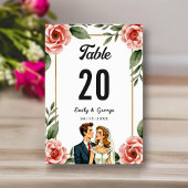 Numéro De Table Aquarelle Florale Romantique Mariée Et Mariage De