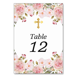 Numéro De Table Aquarelle florale rose