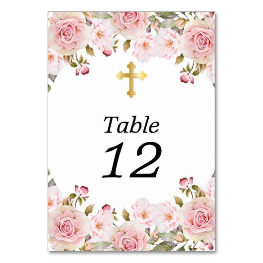 Numéro De Table Aquarelle florale rose (Par défaut)