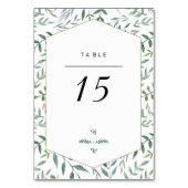 Numéro De Table Aquarelle Foliage Mariage de verdure (Dos)