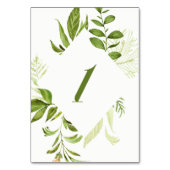 Numéro De Table Aquarelle Folithe vert sauvage Table Numéro 1 Cart (Dos)