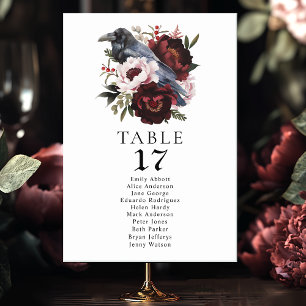 Numéro De Table Aquarelle gothique Corbeau Floral Mariage Siège