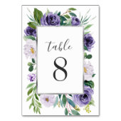 Numéro De Table Aquarelle gris argenté violet Mariage floral (Dos)