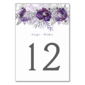 Numéro De Table Aquarelle gris lavande violet Table florale | (Dos)