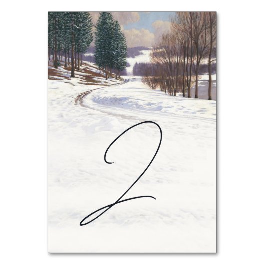 Numéro De Table Aquarelle Hiver Mariage paysage neige (Par défaut)