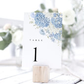Numéro de table aquarelle Hydrangea blanc bleu pou