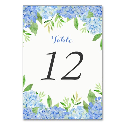 Numéro De Table Aquarelle Hydrangea Blue Floral Mariage (Par défaut)