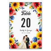 Numéro De Table Aquarelle Jardin Floral Couple Mariage été (Dos)