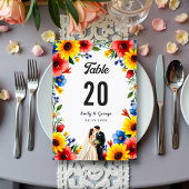 Numéro De Table Aquarelle Jardin Floral Couple Mariage été