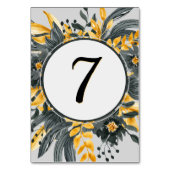 Numéro De Table Aquarelle jaune + gris Floral Mariage élégant (Dos)