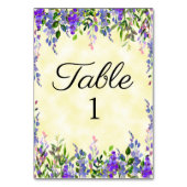Numéro De Table Aquarelle jaune violet Mariage floral (Dos)