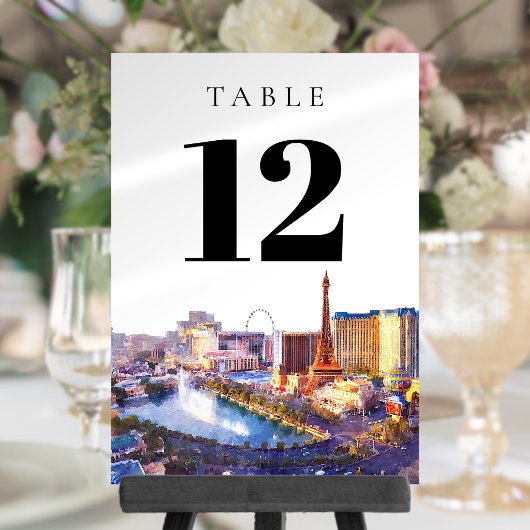 Numéro de table aquarelle Las Vegas Nevada