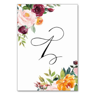 Numéro De Table Aquarelle Les fleurs d'automne Floral Tableau Numé