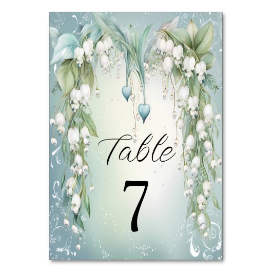 Numéro De Table Aquarelle Lily de la vallée Numéro de tableau (Dos)
