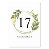 Numéro De Table Aquarelle Limoncello Verdure Tableau Floral Numéro (Dos)