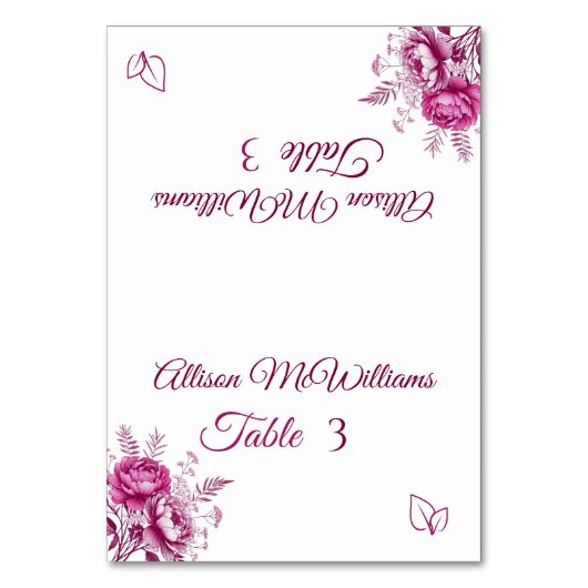 Numéro De Table Aquarelle Magenta Peony-Végétarienne-Mariage- (Par défaut)