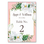 Numéro De Table Aquarelle Magnolia Blush Mariage (Dos)
