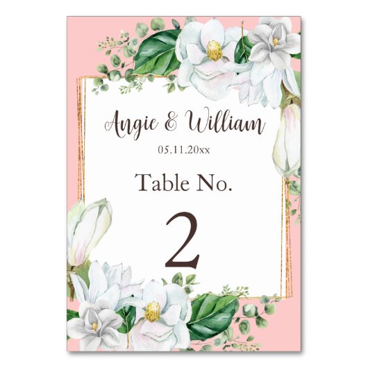 Numéro De Table Aquarelle Magnolia Blush Mariage (Par défaut)