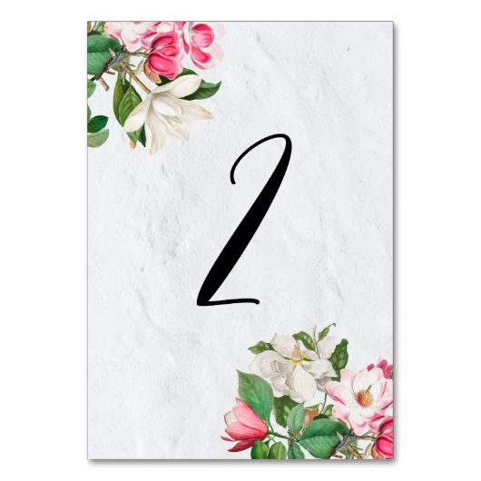 Numéro De Table Aquarelle Magnolia Fleurs Mariage Numéro de tablea (Par défaut)