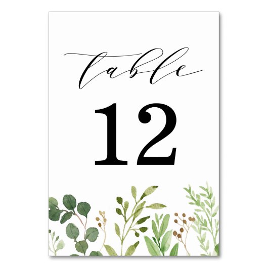Numéro De Table Aquarelle Mariage de verdure (Par défaut)