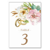 Numéro De Table Aquarelle Mariage Floral Bagues (Dos)