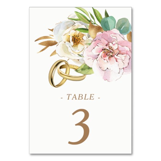 Numéro De Table Aquarelle Mariage Floral Bagues (Par défaut)
