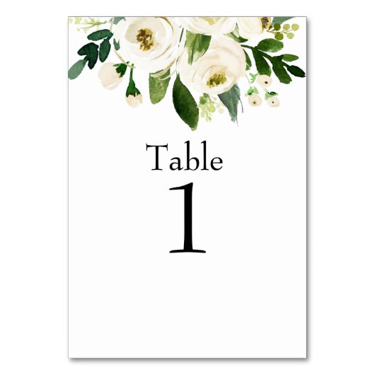 Numéro De Table Aquarelle Mariage Floral blanc (Par défaut)