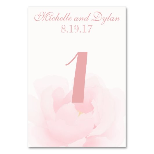 Numéro De Table Aquarelle Mariage rose pâle (Par défaut)