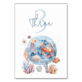 Numéro De Table "Aquarelle marine Coral Reef Delties (Dos)