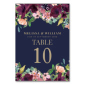 Numéro De Table Aquarelle marine Floral Bourgogne Mariage (Par défaut)