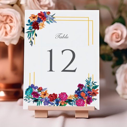 Numéro De Table Aquarelle mexicaine Fiesta Floral Mariage