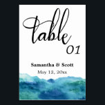 Numéro De Table Aquarelle moderne Abstrait bleu vert Aqua<br><div class="desc">Cette suite de design mariage présente un accent d'aquarelle abstrait et audacieux. Les couleurs de peinture que j'ai utilisées sont une gamme de tons bleu, vert, turquoise, aqua et turquoise. Non seulement ce design serait idéal pour quelqu'un célébrant de manière décontractée ou planifiant un mariage sur la plage, mais il...</div>