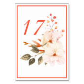Numéro De Table Aquarelle Moderne Blush Orange Mariage Floral (Dos)