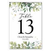 Numéro De Table Aquarelle moderne Branche des Feuilles verts (Dos)