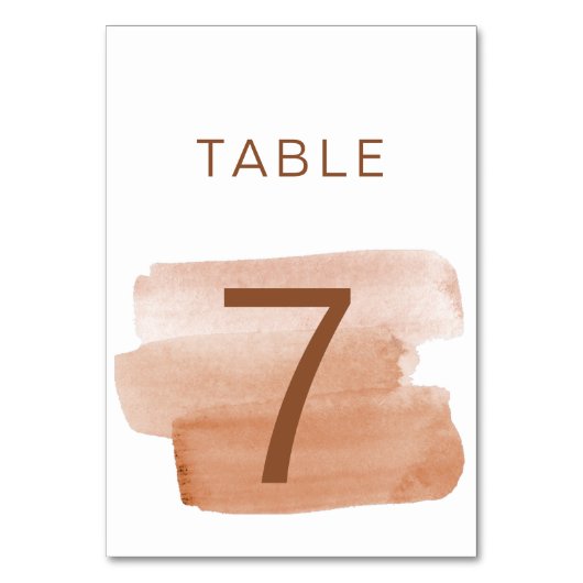 Numéro De Table Aquarelle moderne Brushstroke Minimaliste (Par défaut)