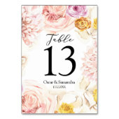 Numéro De Table Aquarelle moderne Cadre floral coloré (Dos)