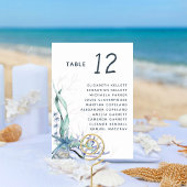 Numéro De Table Aquarelle Moderne Ocean Beach Mariage Siège