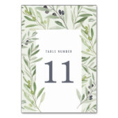 Numéro De Table Aquarelle moderne olivier branche mariage (Dos)