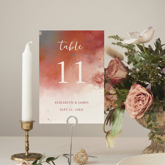 Numéro De Table Aquarelle moderne Terracotta Desert Boho Mariage